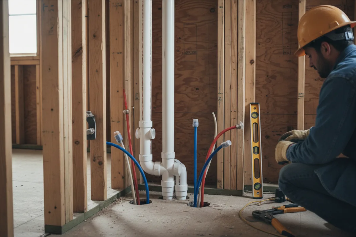 Drain and supply rough-in during Leak Detection in Roebuck